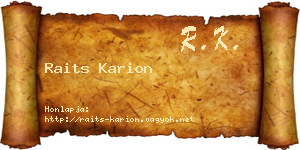Raits Karion névjegykártya